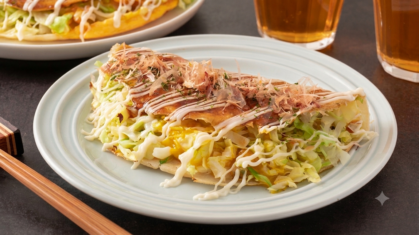 キャベツ焼き｜キャベツたっぷり・半熟卵入りの節約お好み焼き